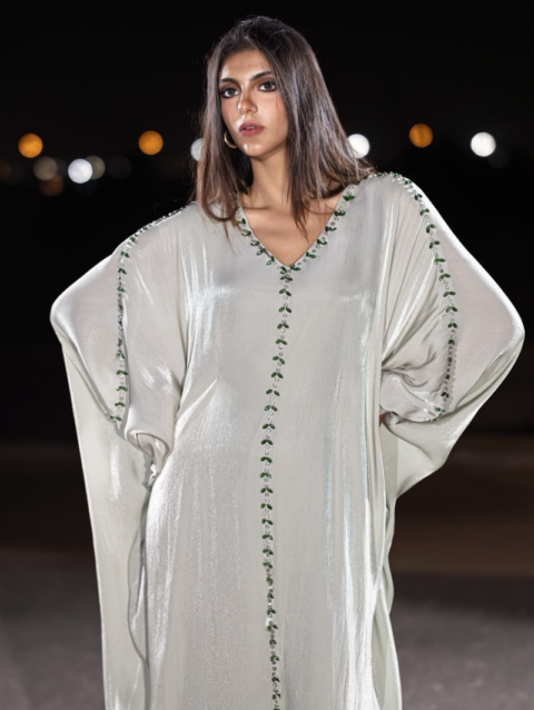 Luxury Pearl White Kaftan Abaya