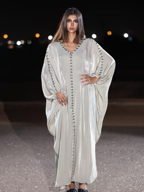 Luxury Pearl White Kaftan Abaya